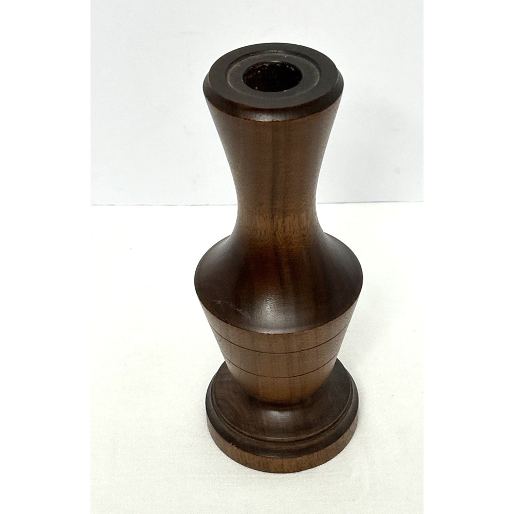 Vintage Hand Turned Wood Vase or Candle Holder 9" H Signed Dated 1989